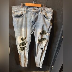 Men’s Levi’s Hi-Ball Light Wash Distressed Camo Jeans Size 38